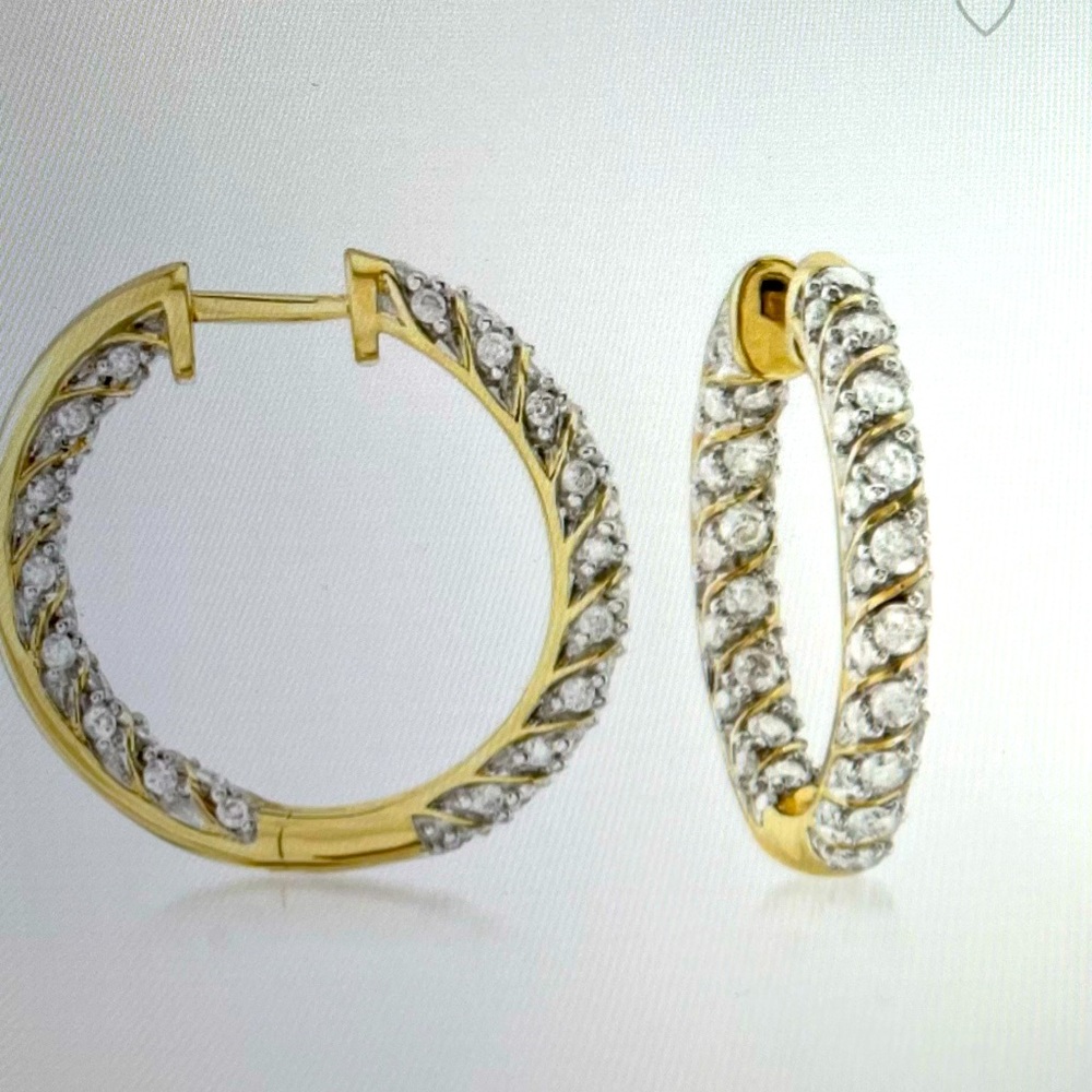 Ross + Simmons 2.00 Ct tw Diam. In-out Hoop earrings 18kt gold over sterling